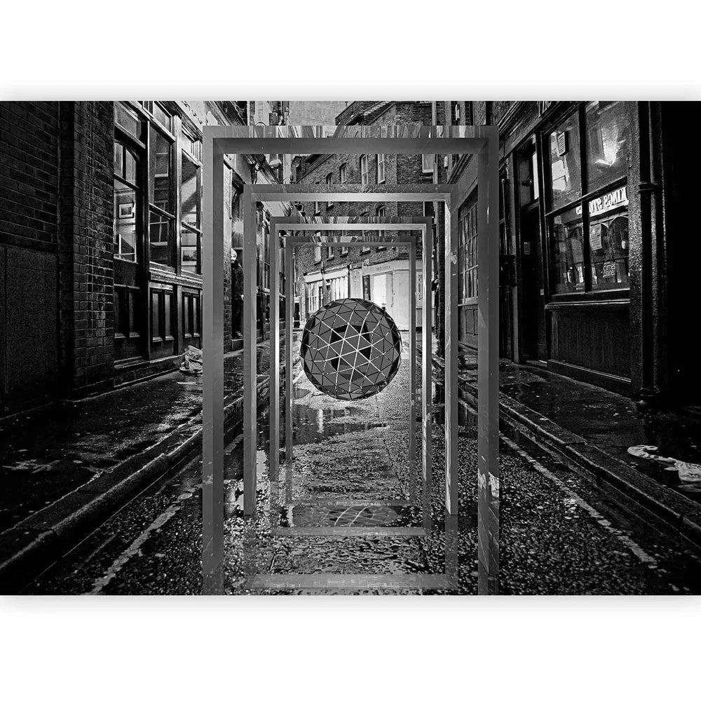 Fototapetes - Melnbaltā fantāzija ar arhitektūru un 3D efektu, 134664 Tapetenshop.lv