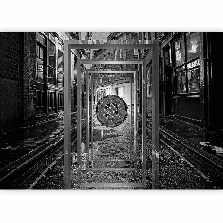 Fototapetes - Melnbaltā fantāzija ar arhitektūru un 3D efektu, 134664 Tapetenshop.lv