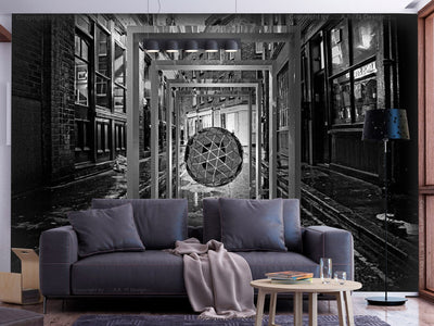 Fototapetes - Melnbaltā fantāzija ar arhitektūru un 3D efektu, 134664 G-ART