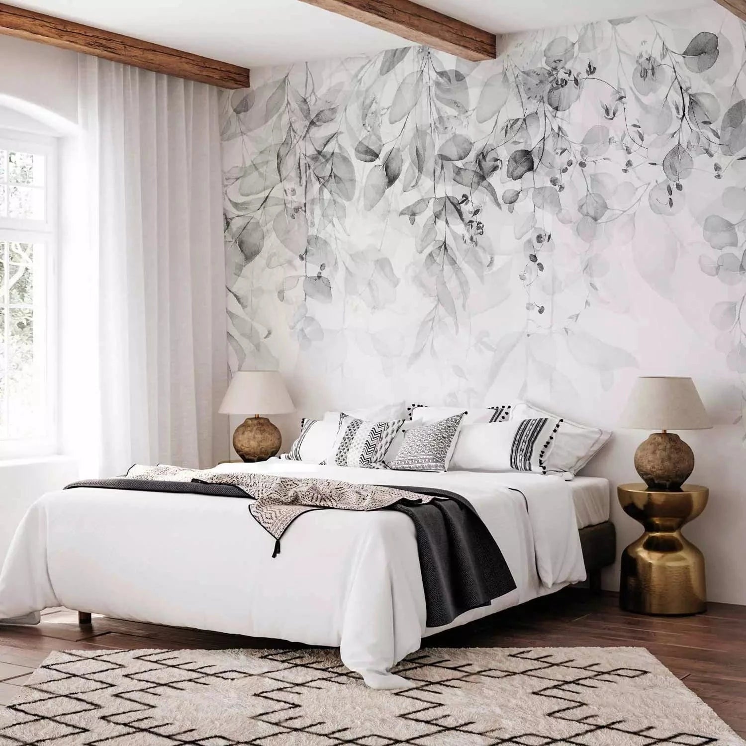 Fototapetes - melnbaltas- Maigs dabas pieskāriens - interjerā G-ART