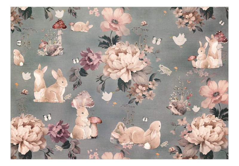 Fototapeet - Metsloomad lillede vahel halli taustal, 149203 G-ART