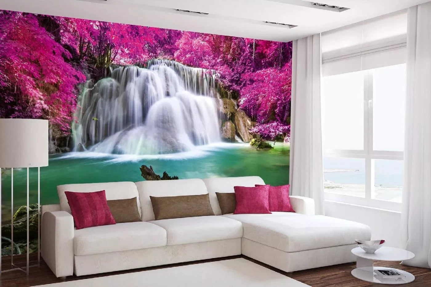 Fototapetes - Meža ūdenskritums III, N3252, 375x250 cm, rozā krāsā D-ART