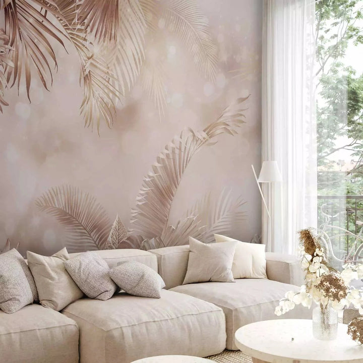 Fototapetes - Mistisks stūrītis – Eksotiskas lapas boho stilā G-ART