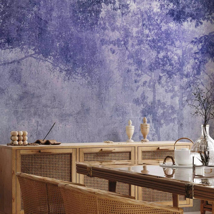 Fototapetes - Nakts birzs - meža ainava mistiskos violetos toņos G-ART