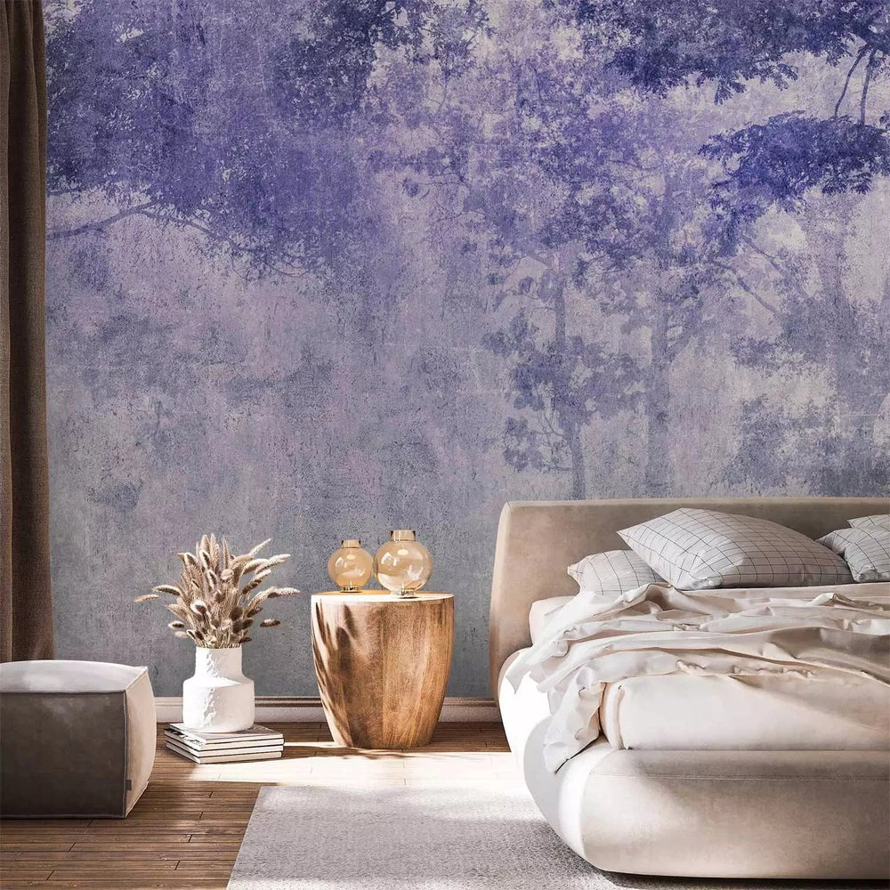 Fototapetes - Nakts birzs - meža ainava mistiskos violetos toņos G-ART