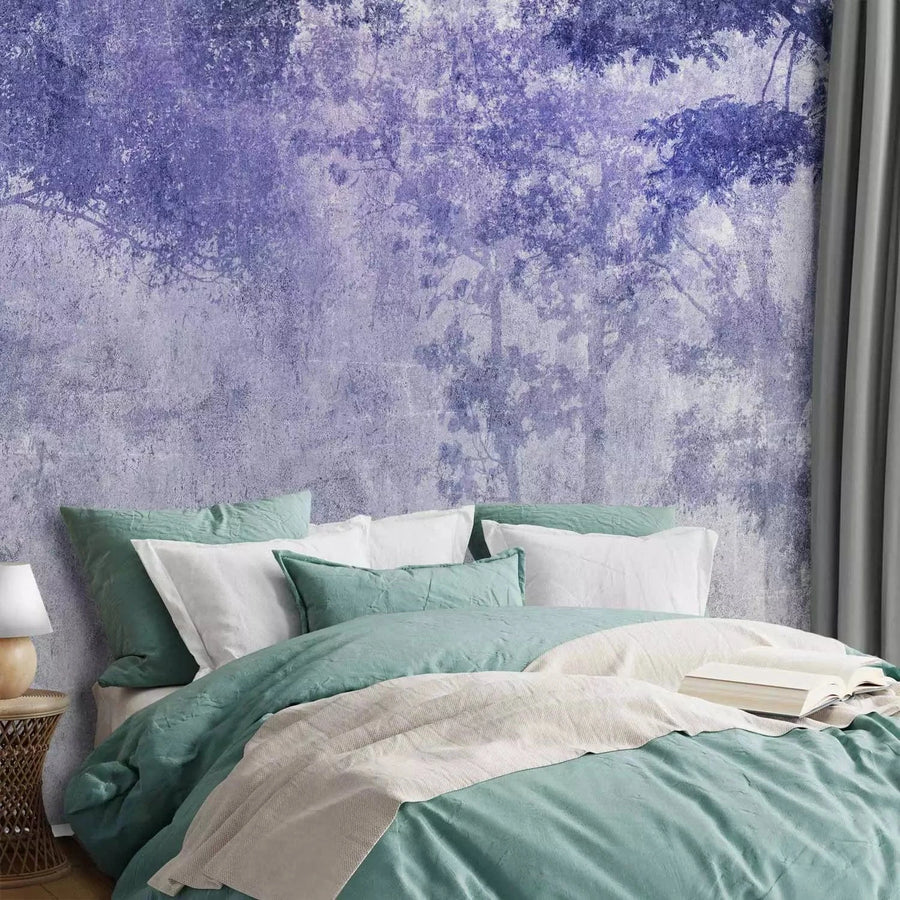Fototapetes - Nakts birzs - meža ainava mistiskos violetos toņos G-ART
