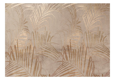 Wall Murals- Palm Coast - beige composition with leaves, 142716 G-ART