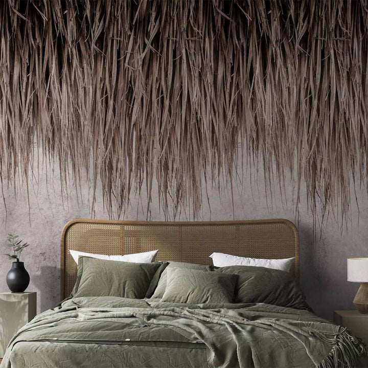 Fototapetes - minimālistisks motīvs no žāvētiem augiem uz betona fona G-ART