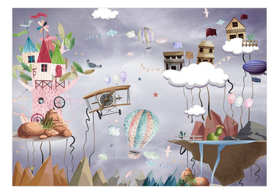 Фотообои - Сказочная страна, домики, облака и воздушные шары, 149225 G-ART