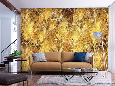 Wall Murals - Peacock feather in gold, 142522 G-ART