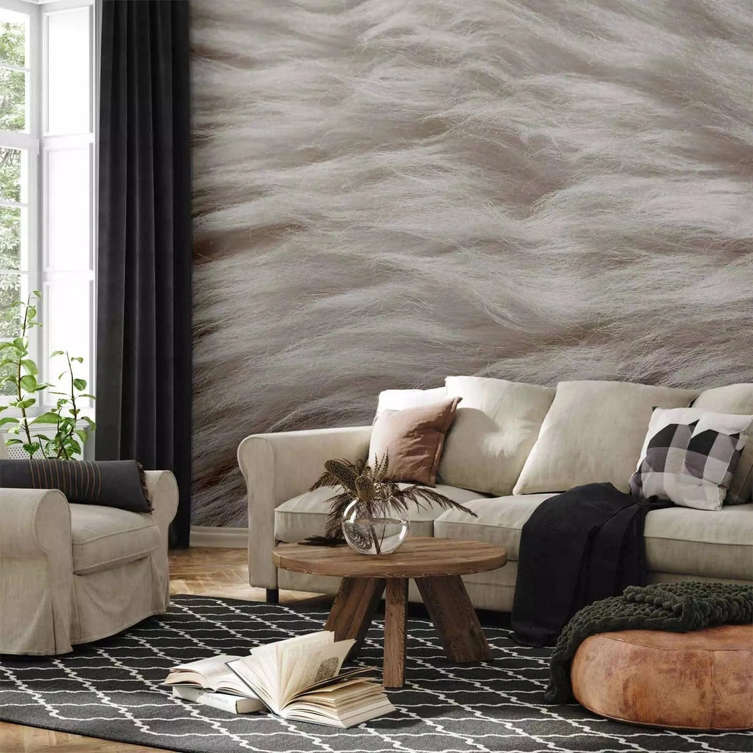 Pūkains mākslīgais tekstils Silver Sand krāsā #C3BEB8 G-ART