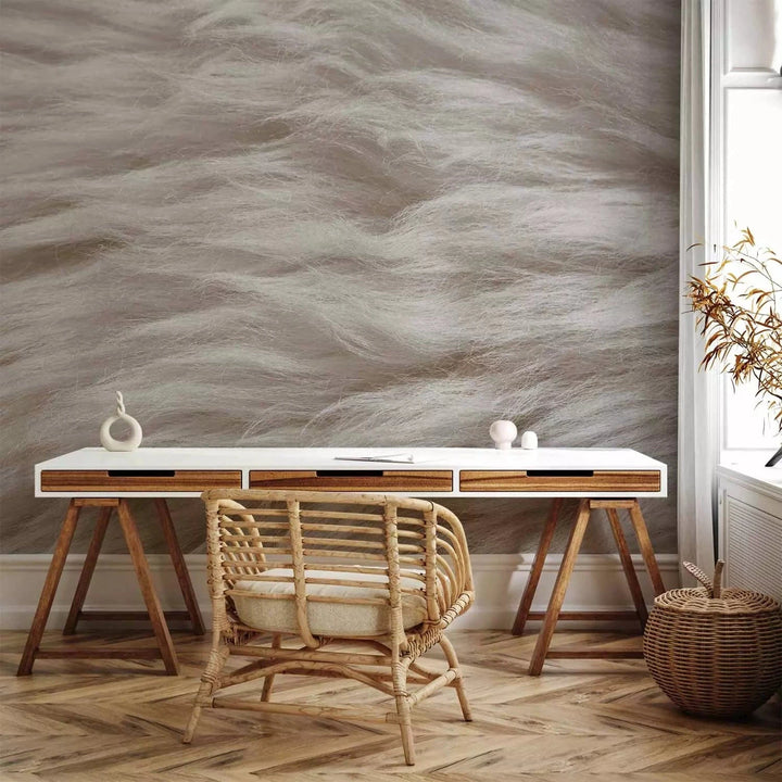 Pūkains mākslīgais tekstils Silver Sand krāsā #C3BEB8 G-ART