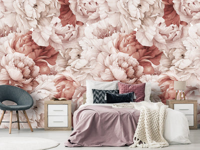 Wall Murals - Peonies - bright flower arrangement in shades of pink, 143827 G-ART