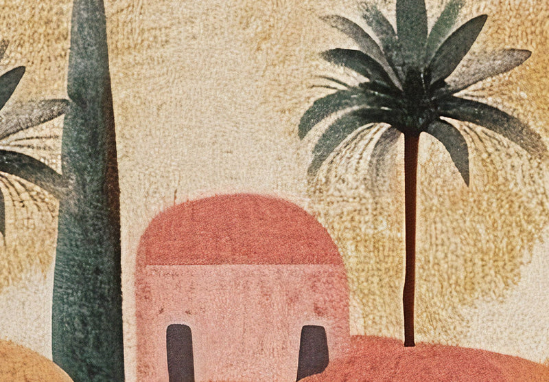 Valokuvatapetti - Kaupunki palmujen välissä - sommitelma terrakotan väreissä, 159456 G-ART