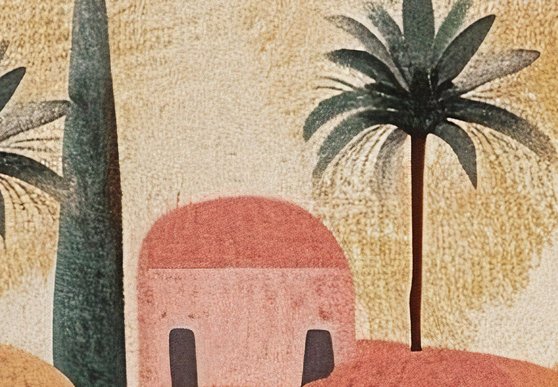 Wall Murals - City between palm trees - composition in terracotta colours, 159456 G-ART