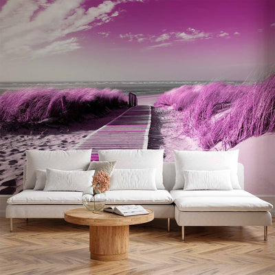 Fototapetai - violetinis peizažas smėlio paplūdimyje prie jūros, 88956 G-ART