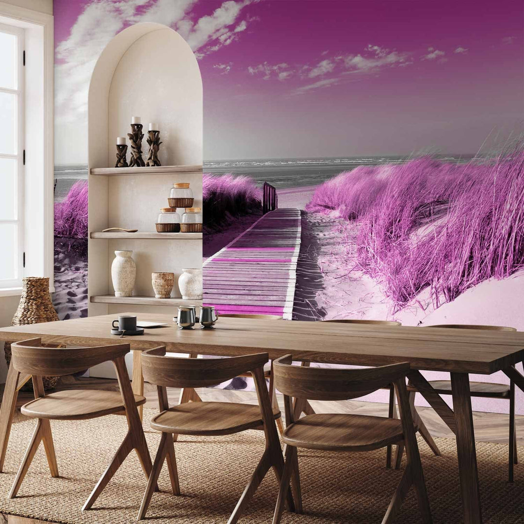 Fototapetes - violeta ainava smilšainā pludmalē pie jūras, 88956 G-ART