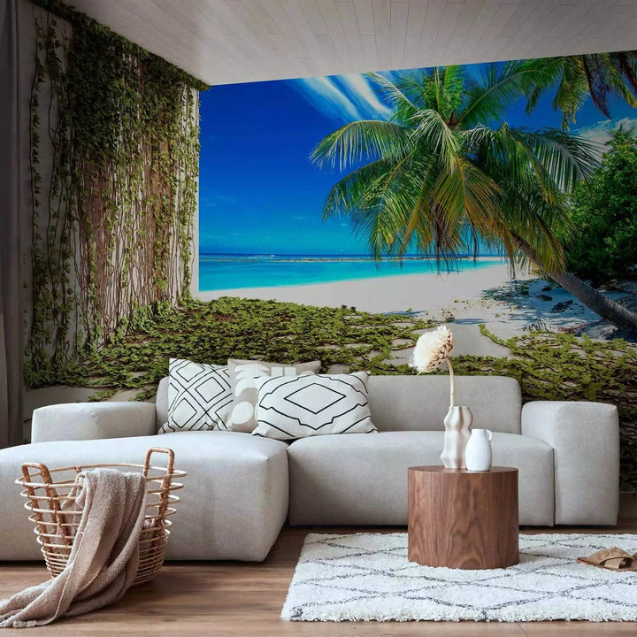  Fototapetes ar 3D telpisku ilūziju: skautu uz pludmali un okeānu G-ART