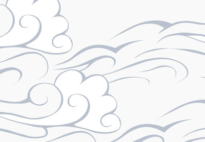 Fototapetes - Pūkaini mākoņi pelēkā un baltā krāsā uz gaiša fona, 149230 G-ART