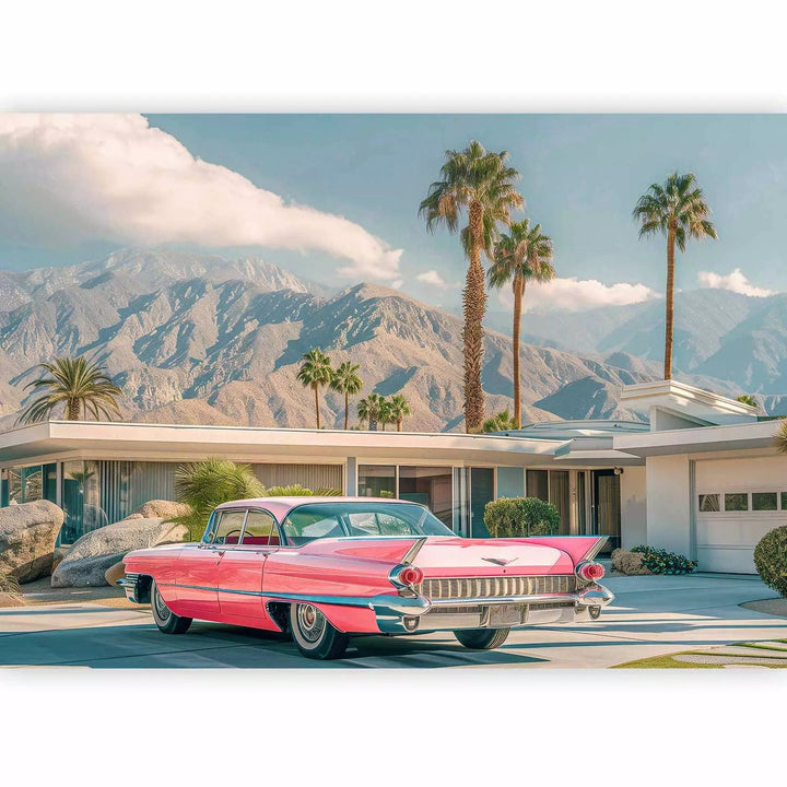 Rozā Cadillac - 50. gadu amerikāņu stila ikona ar palmām - nopirkt G-ART