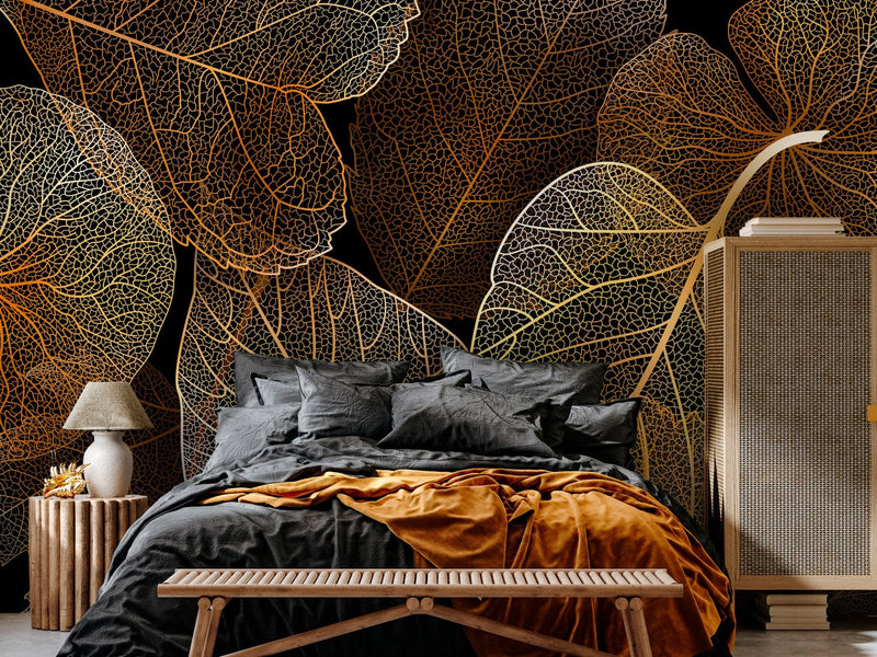 Wall Murals - Autumn nature with gold elements on black background - 138616  –