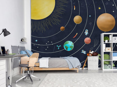Fototapetes - Saules sistēma ar krāsainām planētām un zvaigznēm, 149212 G-ART