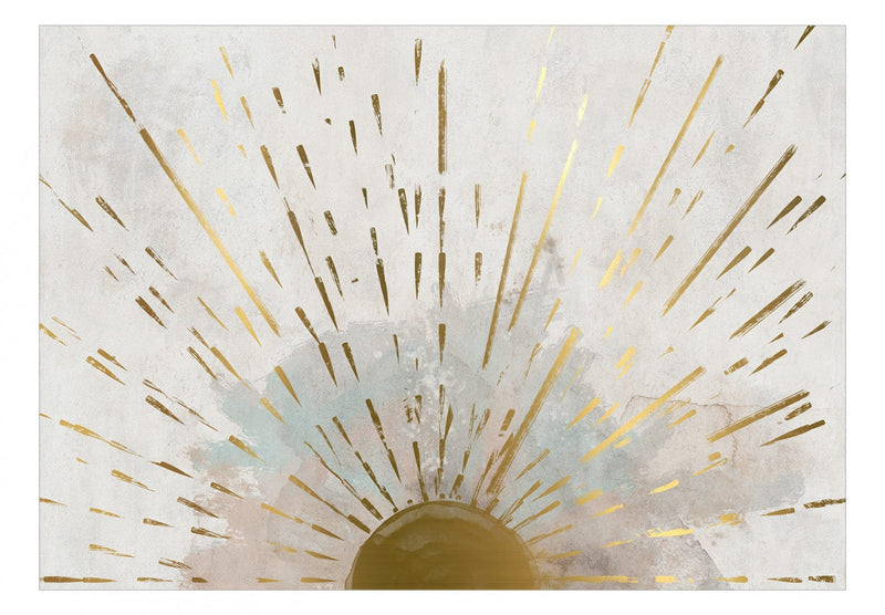 Wall Murals - the golden face of the sun, abstraction on a gray background - 137501 G -art