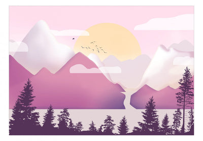 Фотообои - Закат за горами (розовый), 142307 G-ART