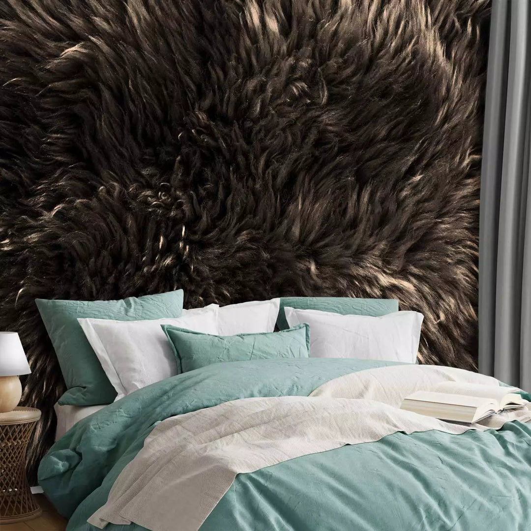 Fototapetes - Mājīgs kažokādas motīvs tumšos toņos, tumši brūnā G-ART