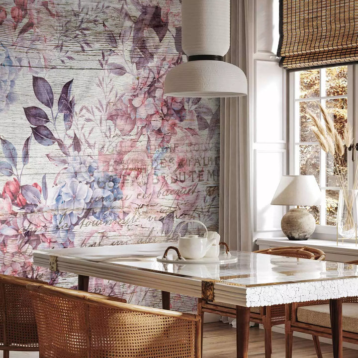 Fototapetes - Skaista kompozīcija ar ziediem vintāžās stilā - rozā G-ART