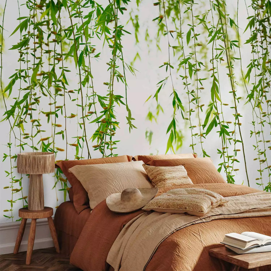 Fototapetes - Smalkas zaļas lapiņas uz balta fona - 151262 G-ART