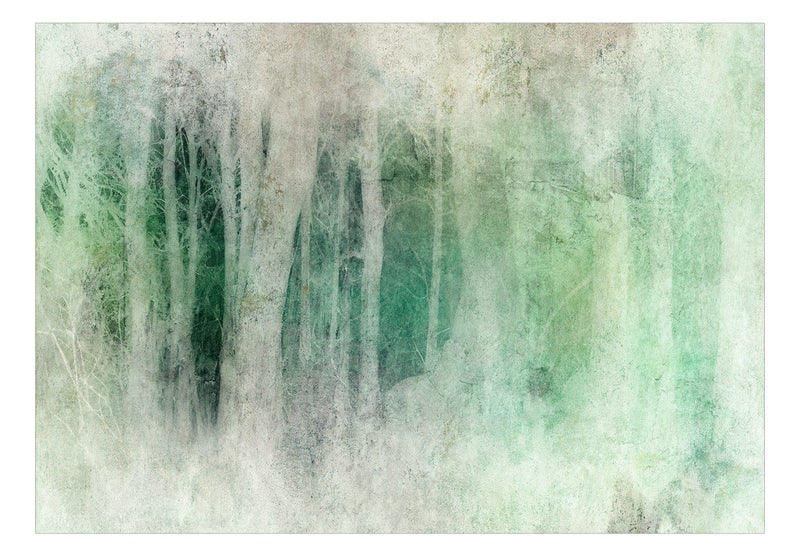 Фотообои - Яркие стволы деревьев в темной глубине: зеленый, 148813 G-ART