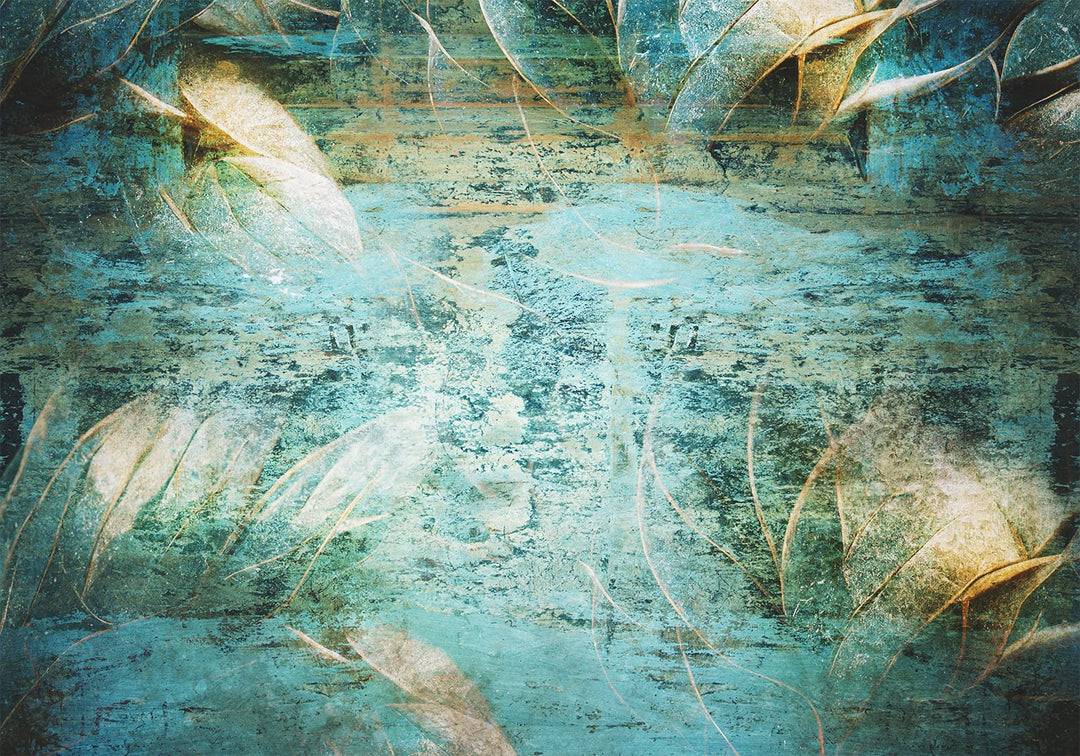 Abstraktne fototapeet kriimustatud tekstuuriga sügavates türkiisi toonides Tapetenshop.lv