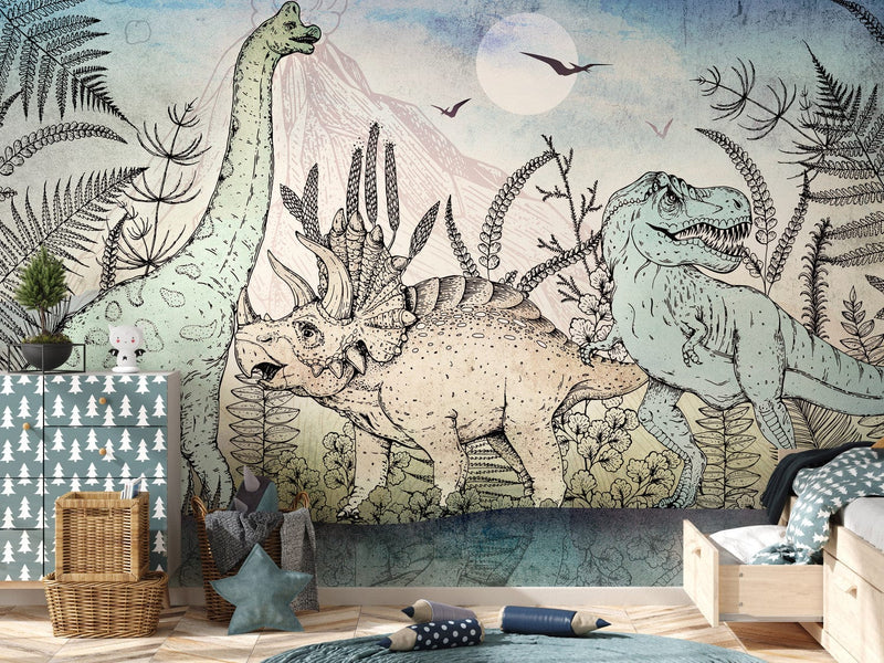Wall Murals - Triceratops, Tyrannosaurus and Diplodocus, 149239 G-ART