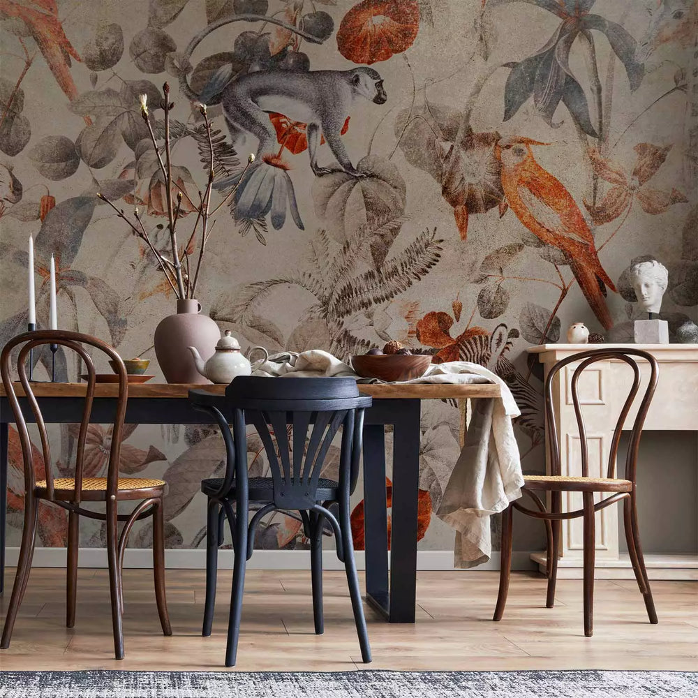 Fototapetes tropiskā stilā - eksotisks motīvs ar dzīvniekiem un augiem G-ART