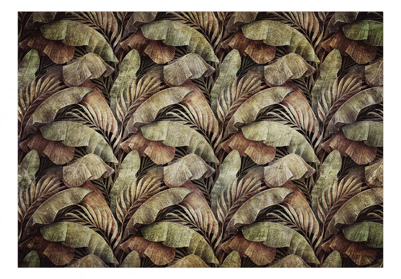 Фотообои - Тропические листья в бронзовых и зеленых тонах, 138602 G-ART