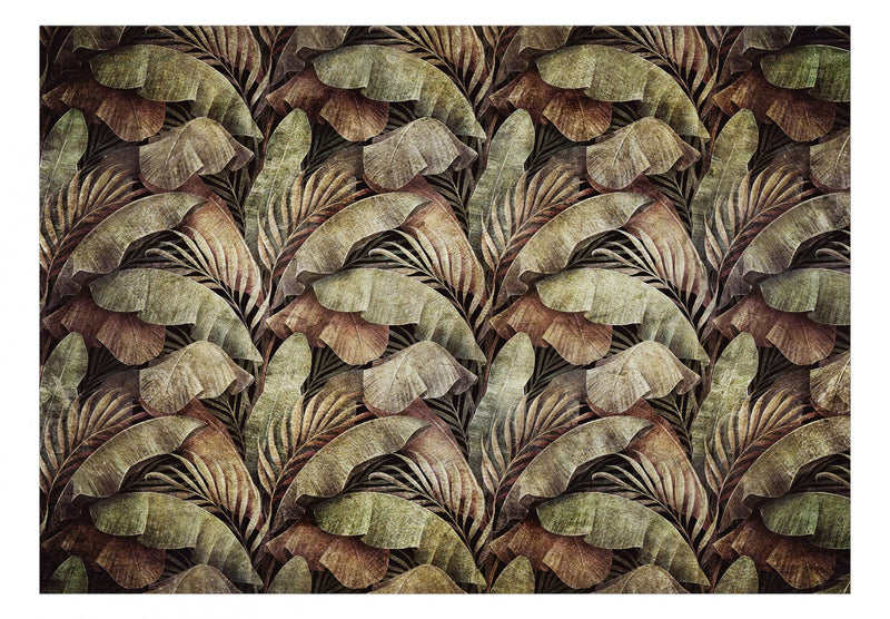 Wall Murals - Tropical leaves in bronze and green, 138602 G-ART