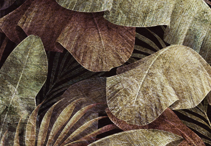 Fototapetai - Bronzos ir žalios spalvos atogrąžų lapai, 138602 G-ART