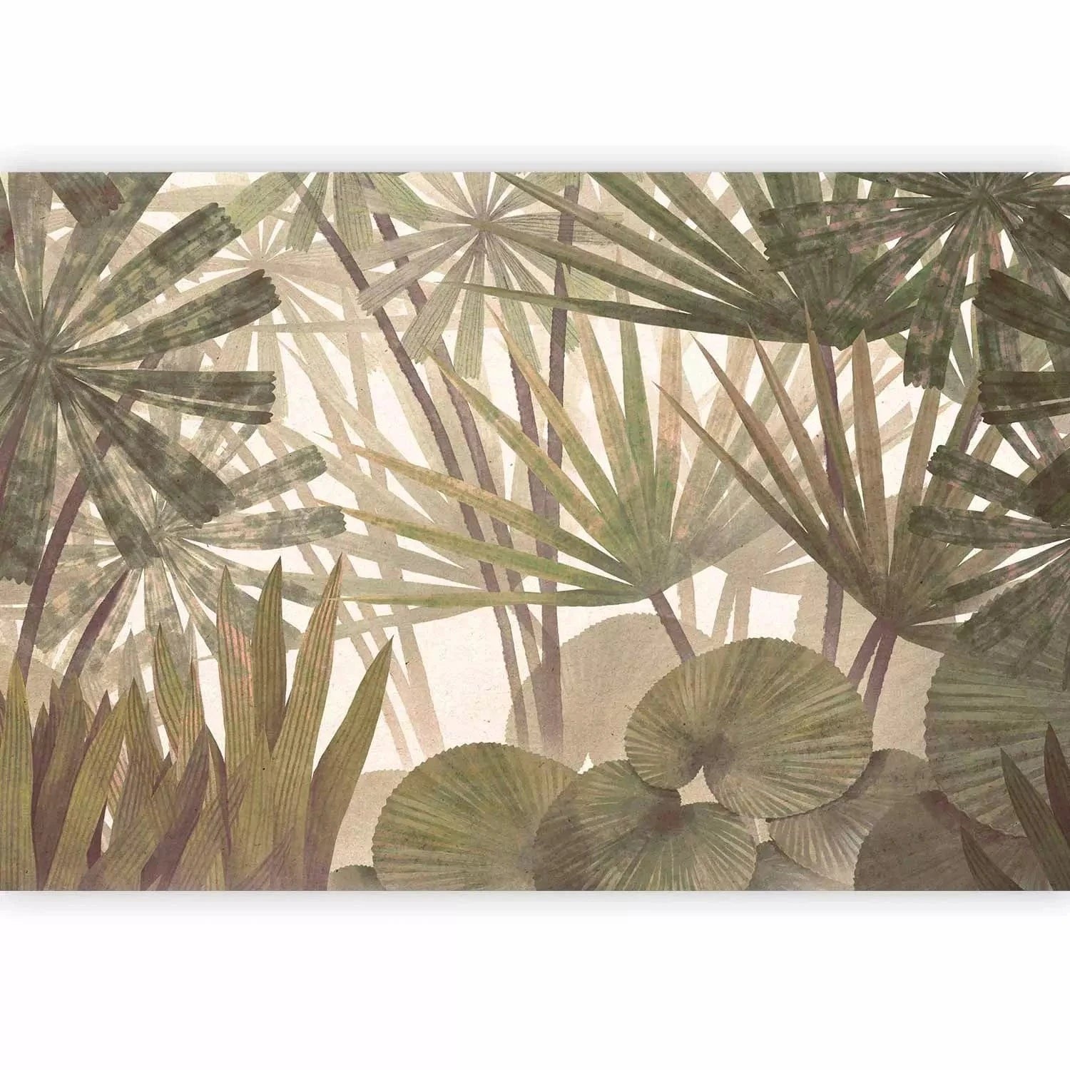 Fototapetes - Tropu palmas - kuplas palmu lapas brūnos un zaļos toņos G-ART