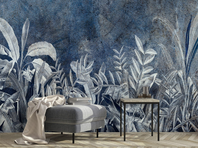 Wall Murals Tropical style in dark blue - Night Jungle, 143119 G-ART