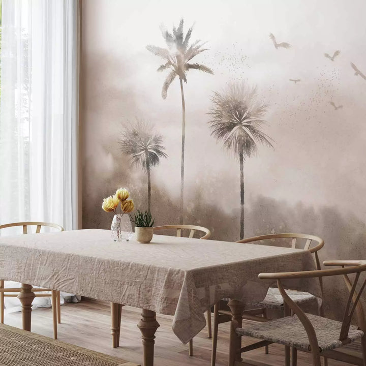 Fototapetes - ainava ar palmu kokiem pelēkos toņos - bez smaržas G-ART