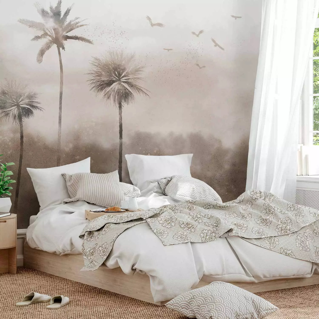 Fototapetes - ainava ar palmu kokiem pelēkos toņos - bez smaržas G-ART