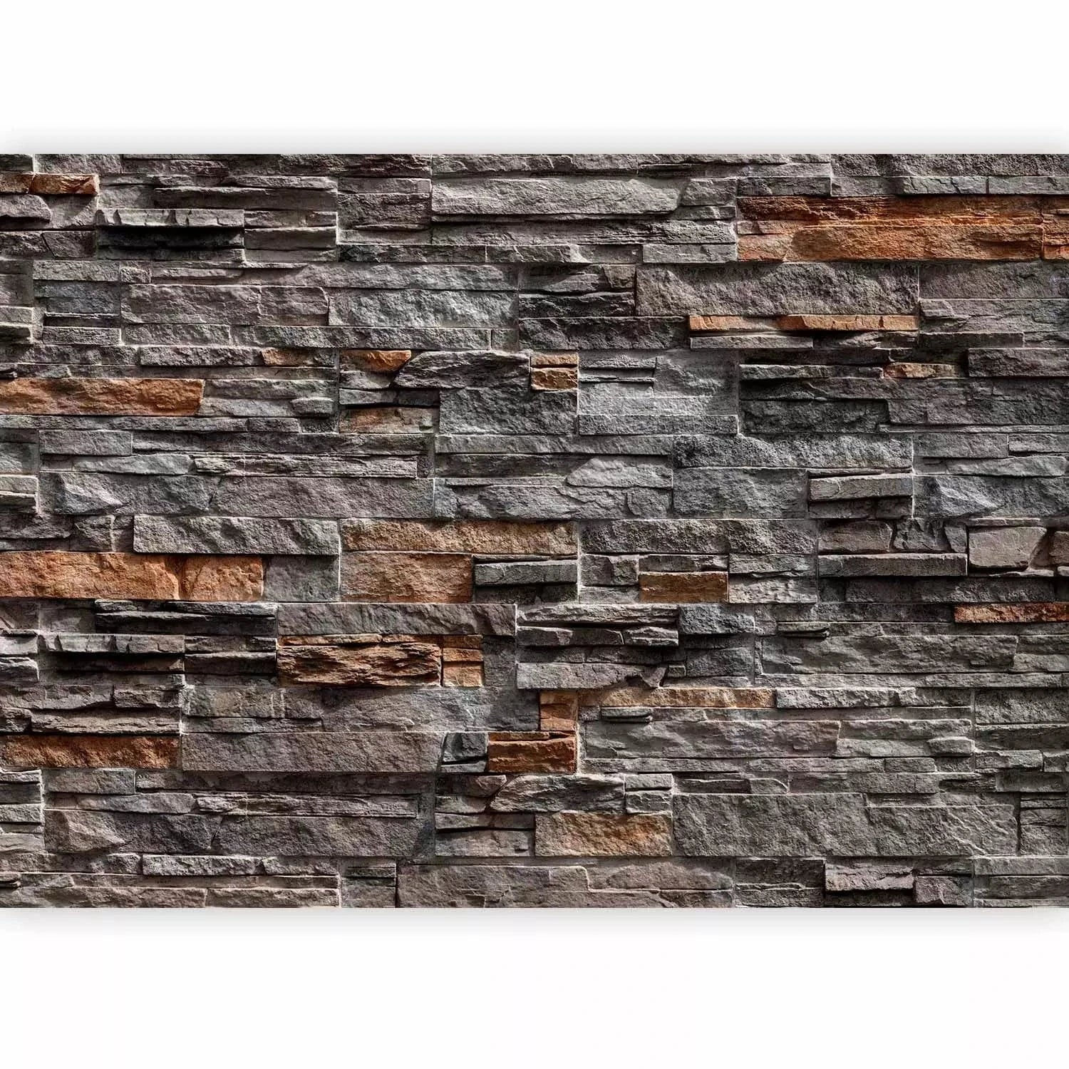 Fototapetes - Tumša siena ar akmens rakstu - brūnā krāsā G-ART