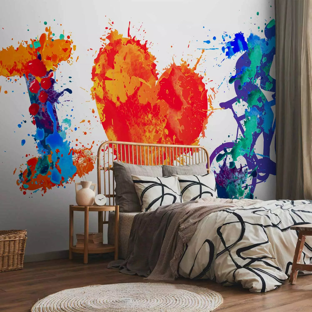 Fototapetes jauniešu istabai - Velosipēdists un sirds, 150975 G-ART