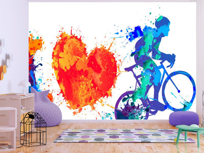 Wall Murals - Cyclist and heart, 150975 G-ART