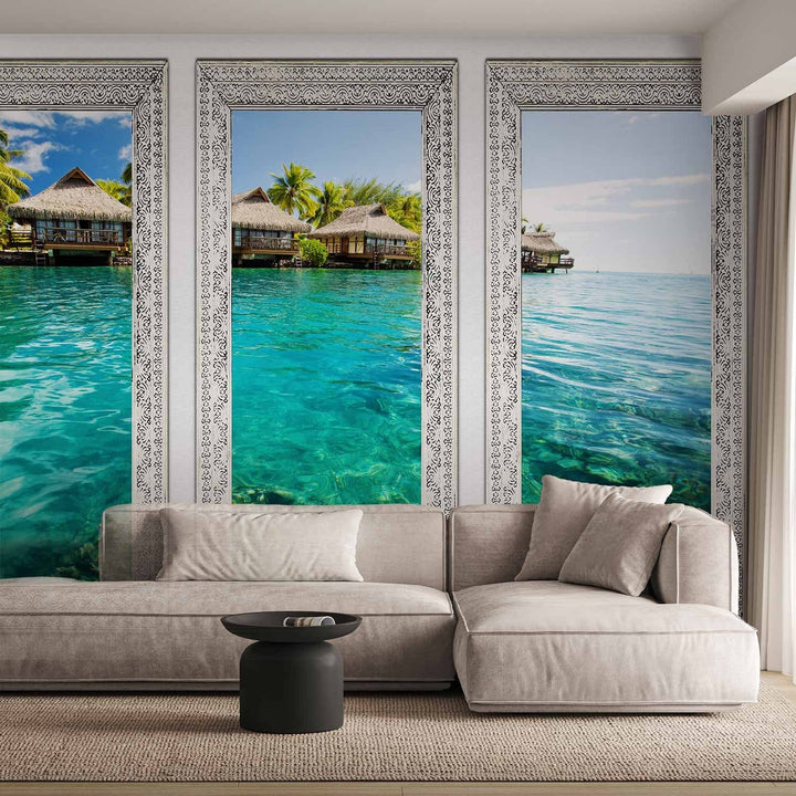 Fototapetes - Vientuļā sala - ainava ar klusu jūru un palmām, 61687  G-ART