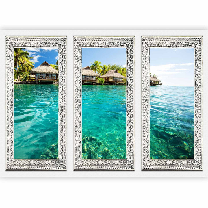 Fototapetes - Vientuļā sala - ainava ar klusu jūru un palmām, 61687  G-ART