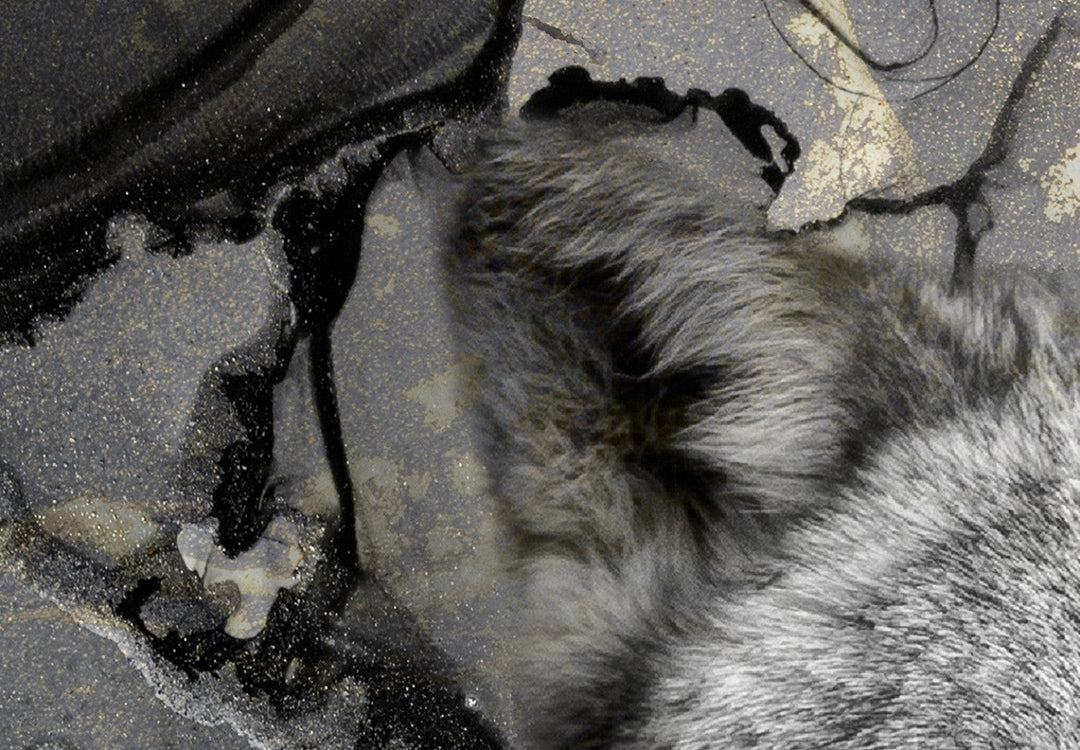 Fototapetes – Vilks uz pelēka un zelta fona - 142807 G-ART