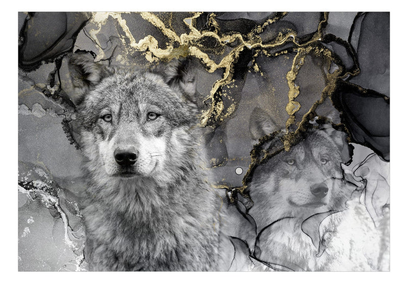 Wall Murals - Wolf on grey and gold background, 142807 G-ART