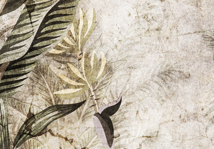 Tropiskas fototapetes bēšā krāsā - Vintāžas augi, 146368 G-ART